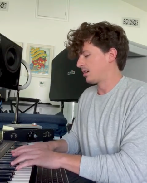 Charlie Puth Using the ISOVOX 2 Portable Vocal Booth while recording in home studio