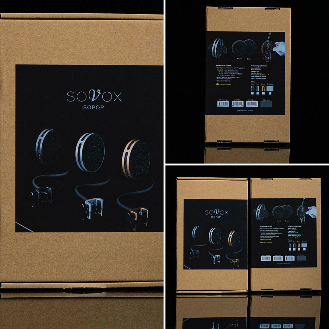Premium pop filter packaging in studio